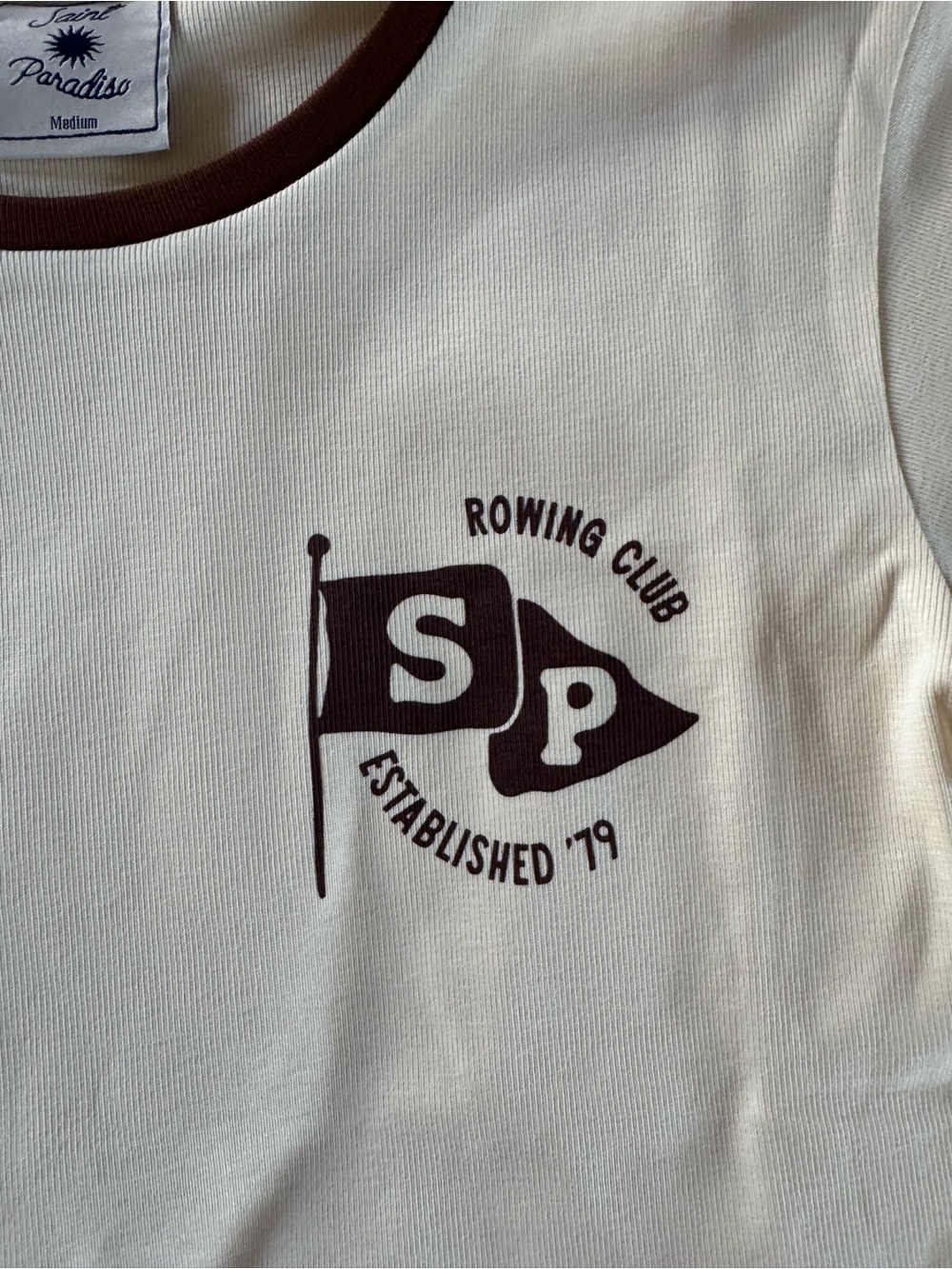 Saint Paradiso Rowing Club Cream Ringer Tee - Picture 3 of 4